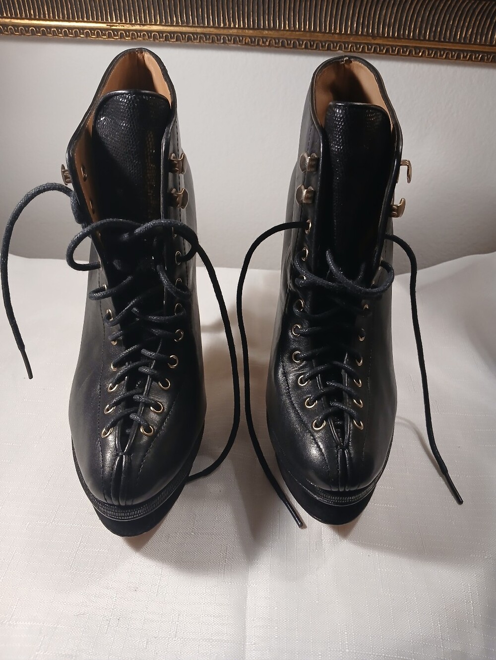Ann Taylor Black Lace-Up Ankle Booties